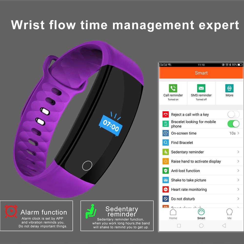 Waterproof Tft Smart Bracelet With Call / Heart / Sleep / Bp Monitoring And Sedentary Reminder - Purple