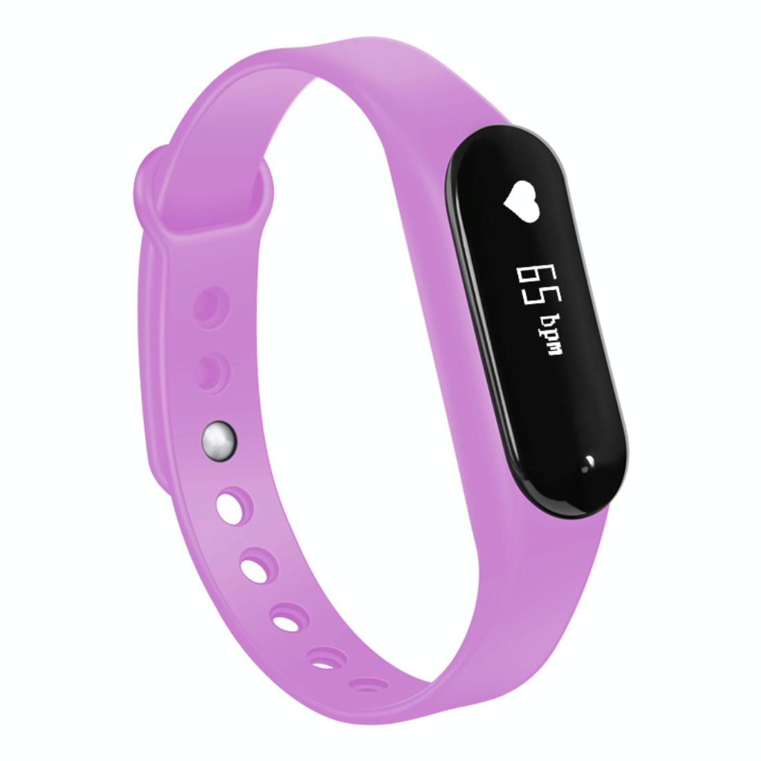Bluetooth Smart Bracelet With Heart Rate Monitor And Sleep Tracker - Light Purple