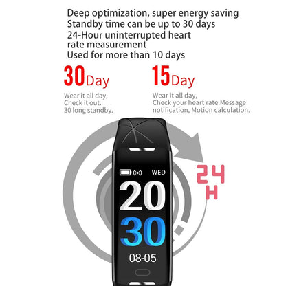 Smart Bracelet With Heart Rate Monitor And Call Reminder - Waterproof - Red