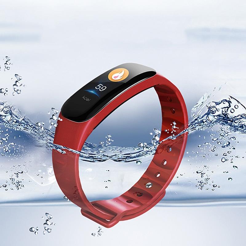 Smart Bracelet With Call Reminder Hr / Bp Monitoring Sleep / Sedentary Tracking And Remote Control - Red