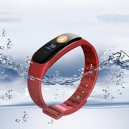 Smart Bracelet With Call Reminder Hr / Bp Monitoring Sleep / Sedentary Tracking And Remote Control - Red