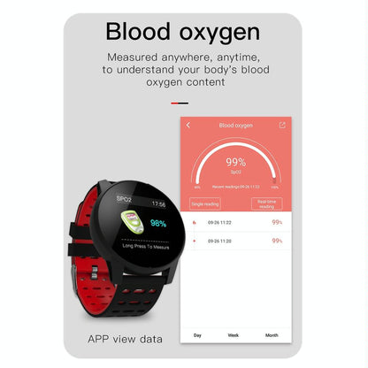 Waterproof Smart Bracelet With Call Heart Sleep Bp And Oxygen Monitoring - Ip67 - Red