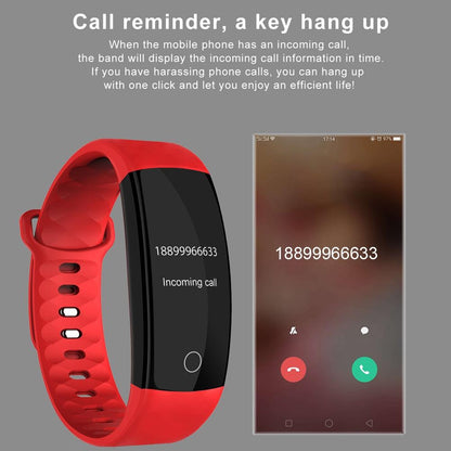 Waterproof Tft Smart Bracelet With Call / Heart / Sleep / Bp Monitoring And Sedentary Reminder - Red