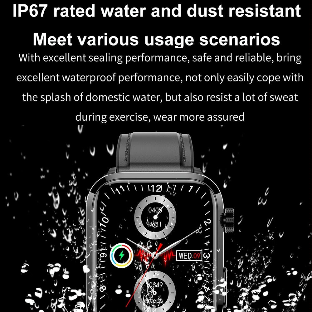 1.91 Inch Ips Screen Ip67 Waterproof Silicone Band Smart Watch Support Body Temperature Monitoring / Ecg - Red
