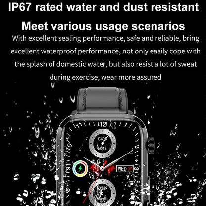 1.91 Inch Ips Screen Ip67 Waterproof Silicone Band Smart Watch Support Body Temperature Monitoring / Ecg - Red