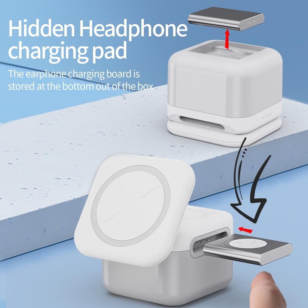 15W 3 In 1 Magnetic Wireless Charger White