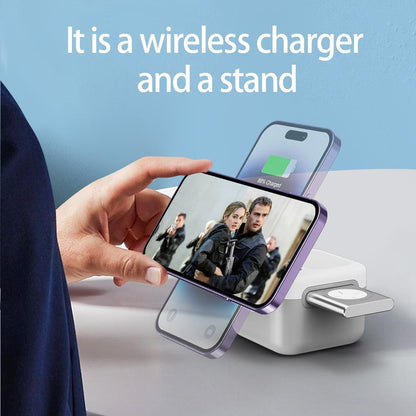 15W 3 In 1 Magnetic Wireless Charger White