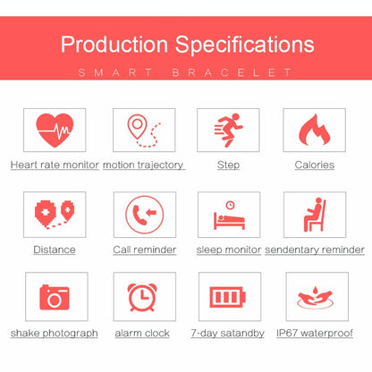 Bluetooth Smart Bracelet With Heart Rate Monitor And Sleep Tracker - Yellow