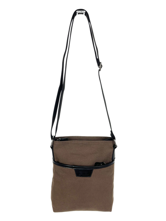 FIB Byron Canvas Sling Bag Shoulder Travel Cross Body - Brown