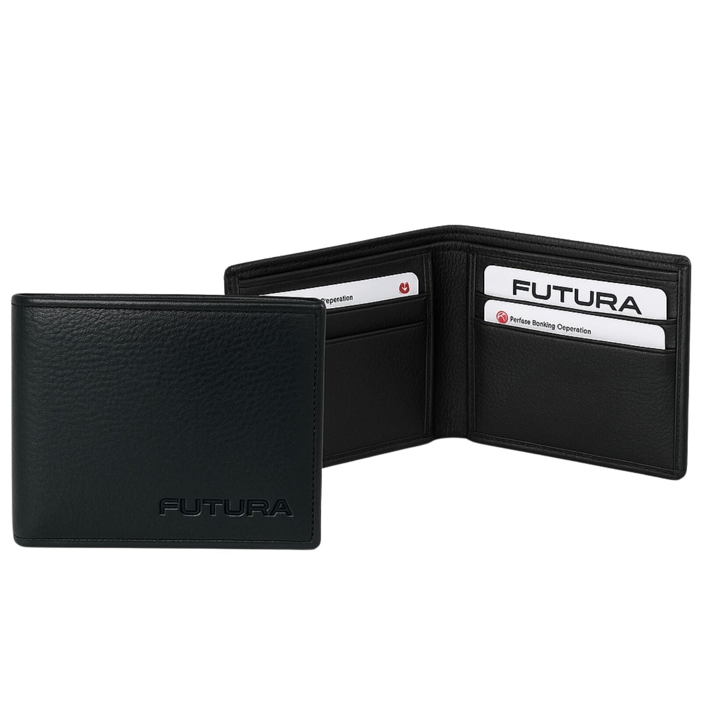 Futura Mens RFID Protected Slim Genuine Leather Wallet - Black