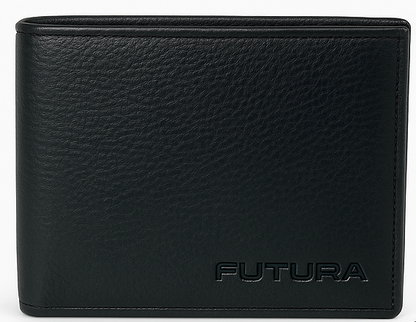 Futura Mens RFID Protected Slim Genuine Leather Wallet - Black