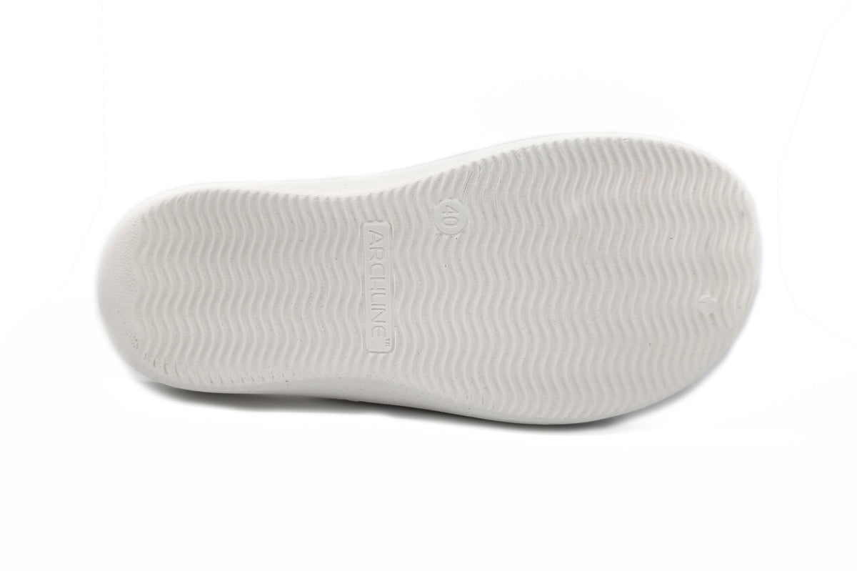 Archline Rebound Orthotic Slides Flip Flop Thongs Slip On Arch Support - White - Euro 47