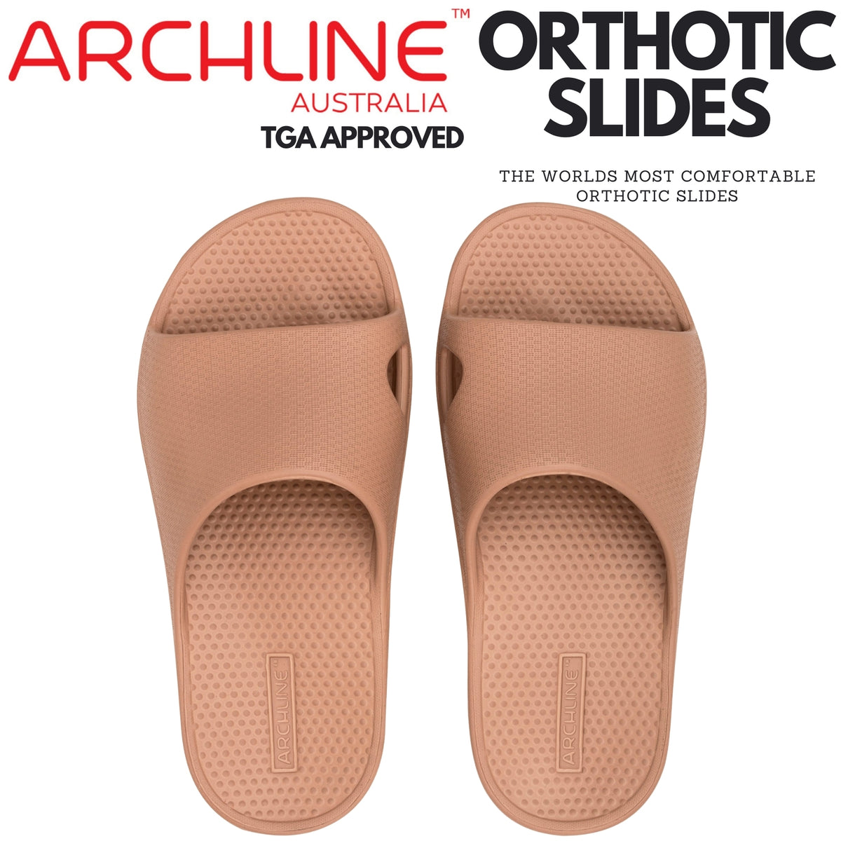 Archline Rebound Orthotic Slides Flip Flop Thongs Slip On Arch Support - Putty - Euro 40