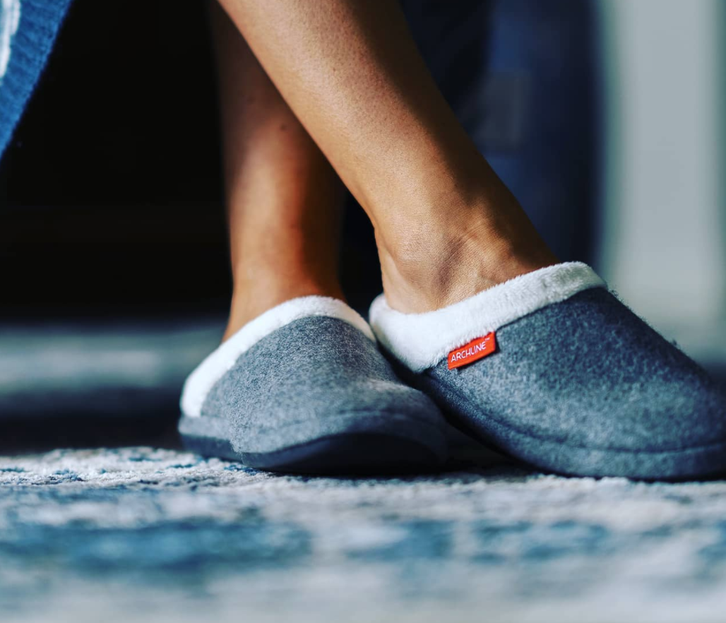 ARCHLINE Orthotic Slippers Slip On Arch Scuffs Orthopedic Moccasins in Grey Marle - EUR 36