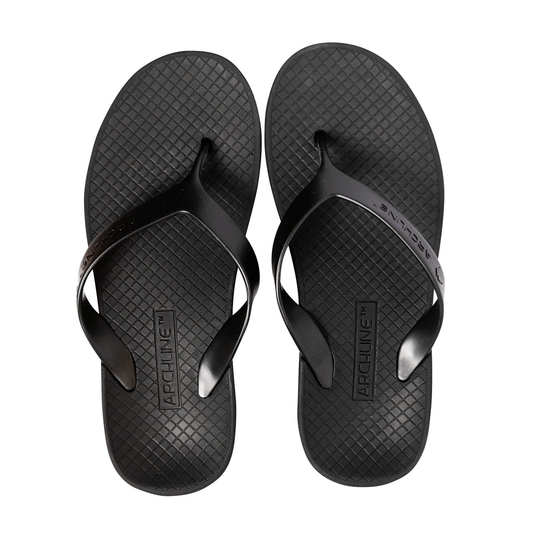 ARCHLINE Orthotic Thongs Arch Support Shoes Footwear Flip Flops Orthopedic - Black/Black - EUR 44