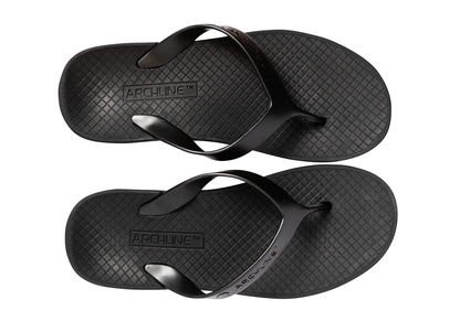 ARCHLINE Orthotic Thongs Arch Support Shoes Footwear Flip Flops Orthopedic - Black/Black - EUR 45