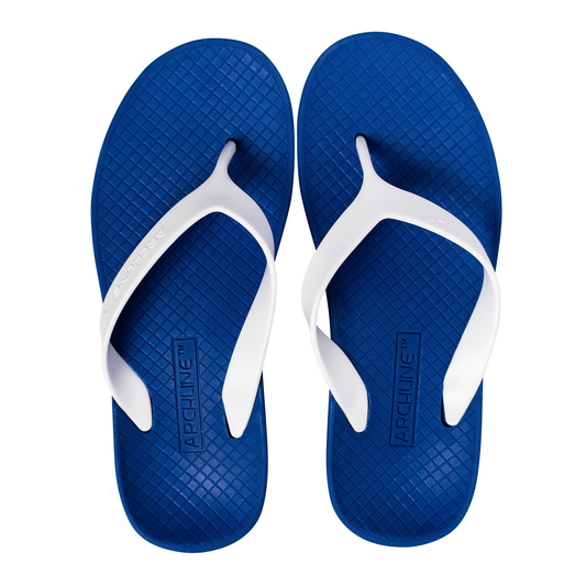 ARCHLINE Orthotic Thongs Arch Support Shoes Footwear Flip Flops Orthopedic - Blue/White  - EUR 39