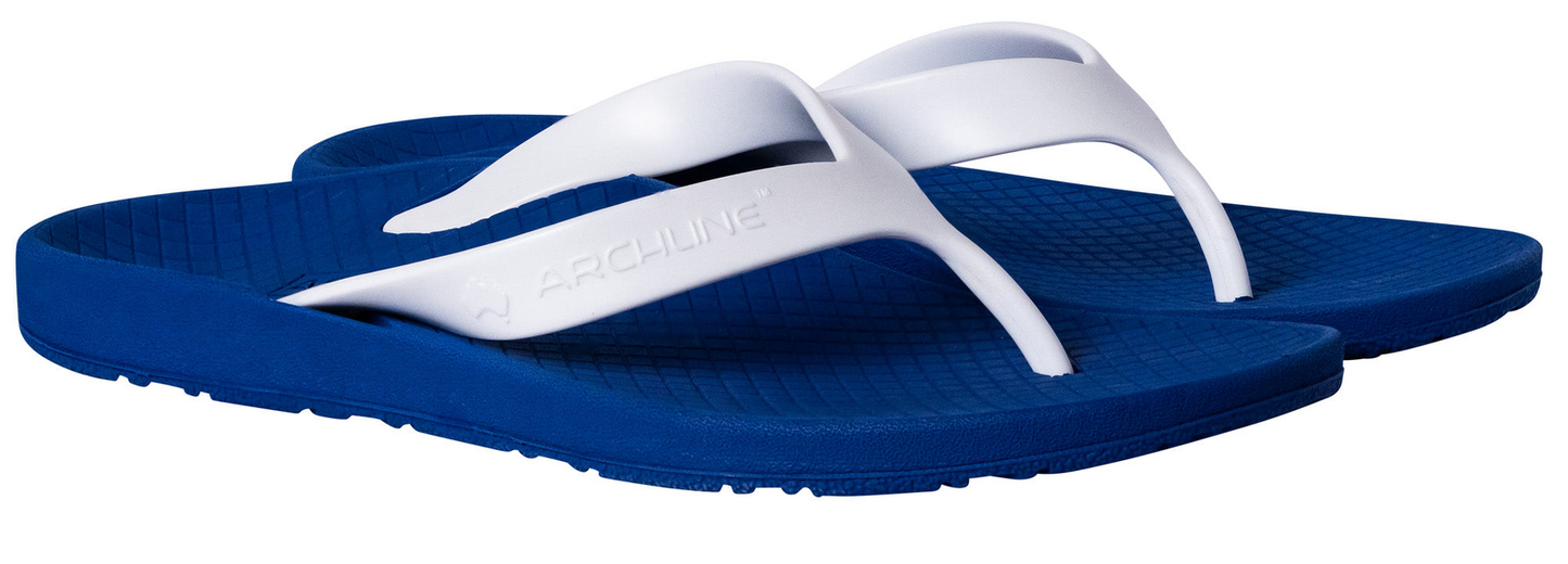 ARCHLINE Orthotic Thongs Arch Support Shoes Footwear Flip Flops Orthopedic - Blue/White  - EUR 39