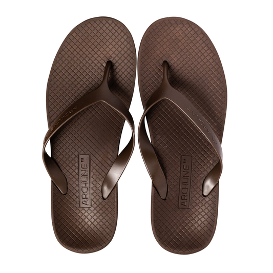ARCHLINE Orthotic Thongs Arch Support Shoes Footwear Flip Flops Orthopedic - Brown/Brown - EUR 40