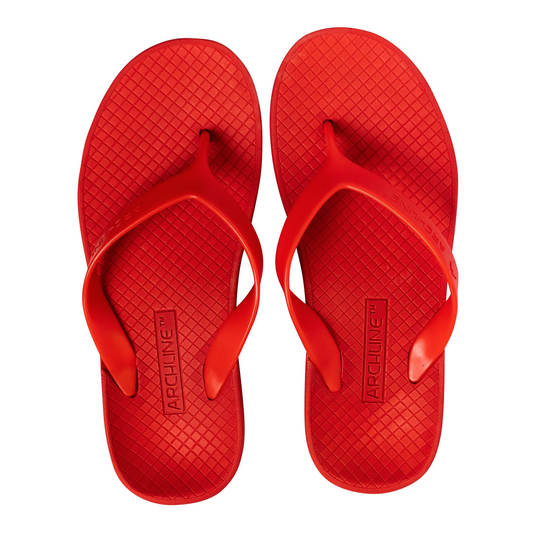 ARCHLINE Orthotic Thongs Arch Support Shoes Footwear Flip Flops Orthopedic - Red/Red  - EUR 42