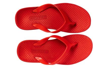 ARCHLINE Orthotic Thongs Arch Support Shoes Footwear Flip Flops Orthopedic - Red/Red  - EUR 47