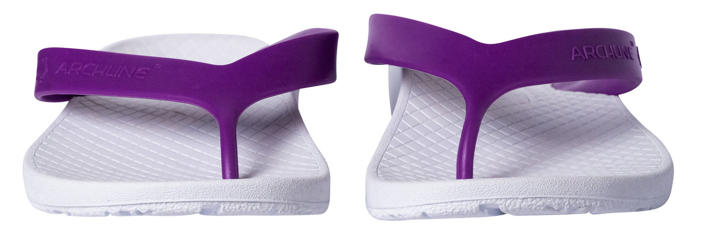 ARCHLINE Orthotic Thongs Arch Support Shoes Footwear Flip Flops Orthopedic - White/Fuchsia - EUR 36