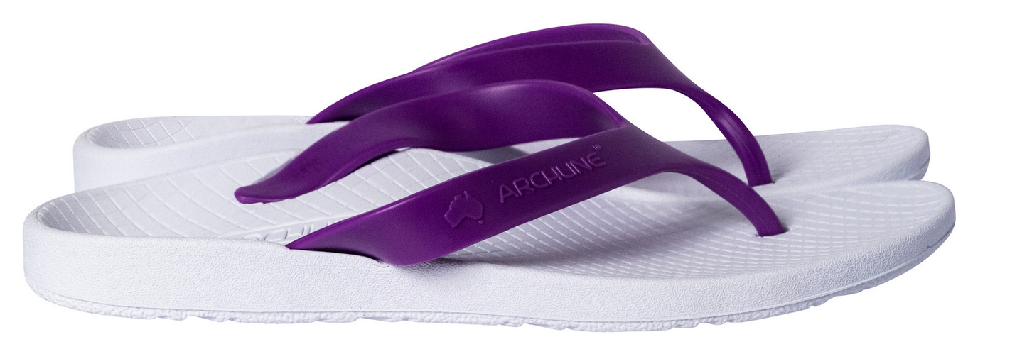 ARCHLINE Orthotic Thongs Arch Support Shoes Footwear Flip Flops Orthopedic - White/Fuchsia - EUR 41