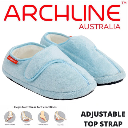 ARCHLINE Orthotic Plus Slippers Closed Scuffs Pain Relief Moccasins - Baby Blue - EU 36