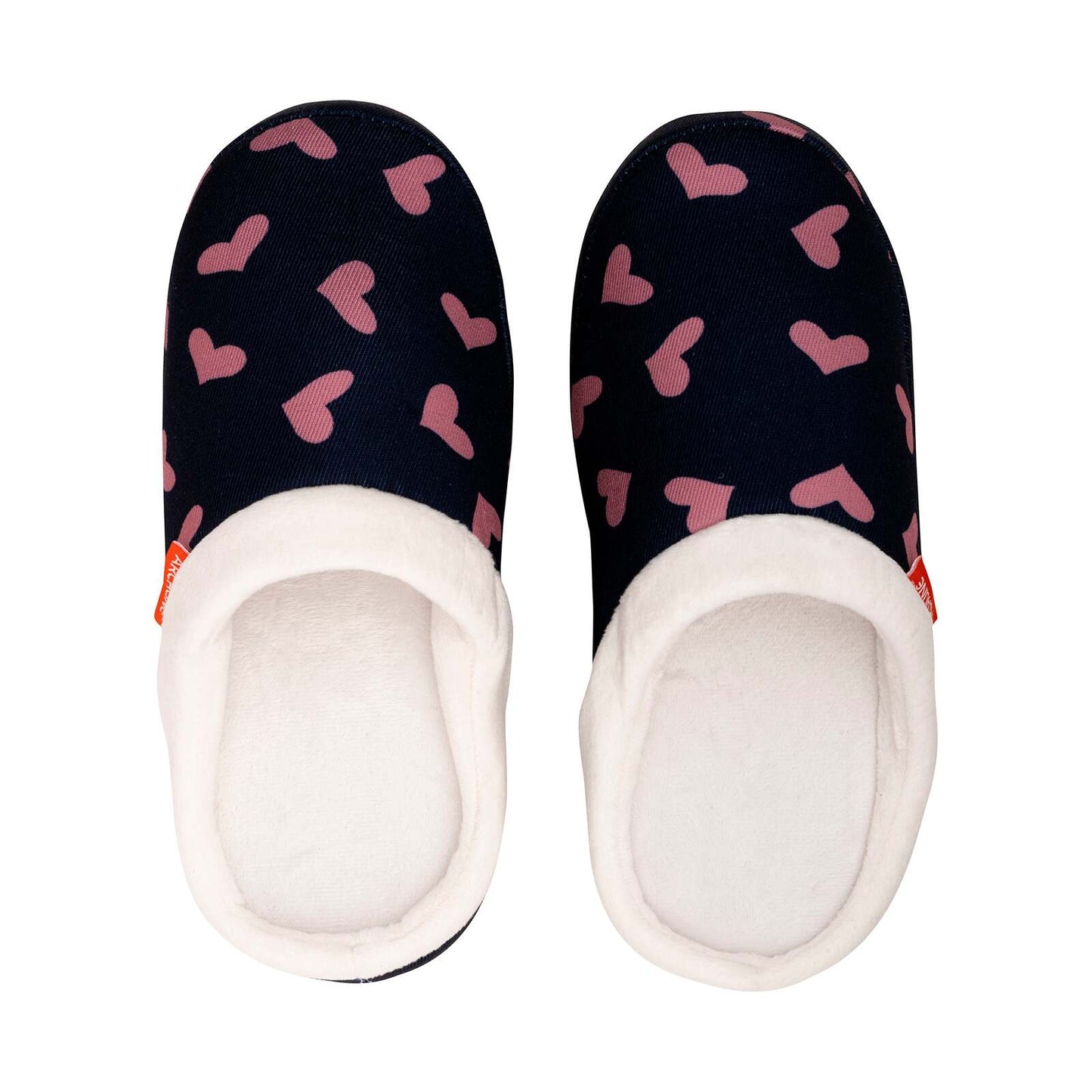 ARCHLINE Orthotic Slippers Slip On Scuffs Pain Relief Moccasins - Navy with Hearts - EUR 37 (Womens US 6)