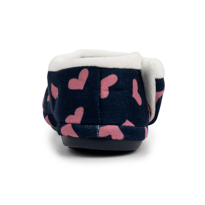 ARCHLINE Orthotic Slippers CLOSED Arch Scuffs Moccasins Pain Relief in Navy Hearts - EUR38