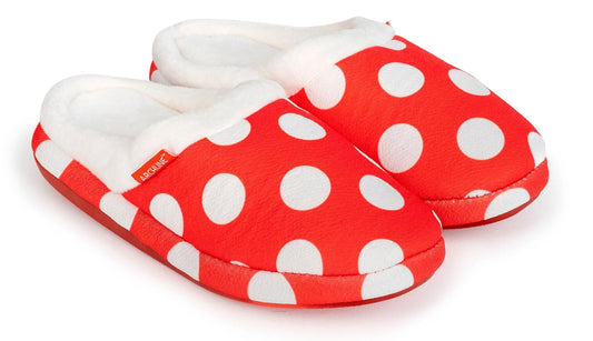 ARCHLINE Orthotic Slippers Slip On Scuffs Pain Relief Moccasins - Red Polka Dot - EUR 41 (Womens US 10)