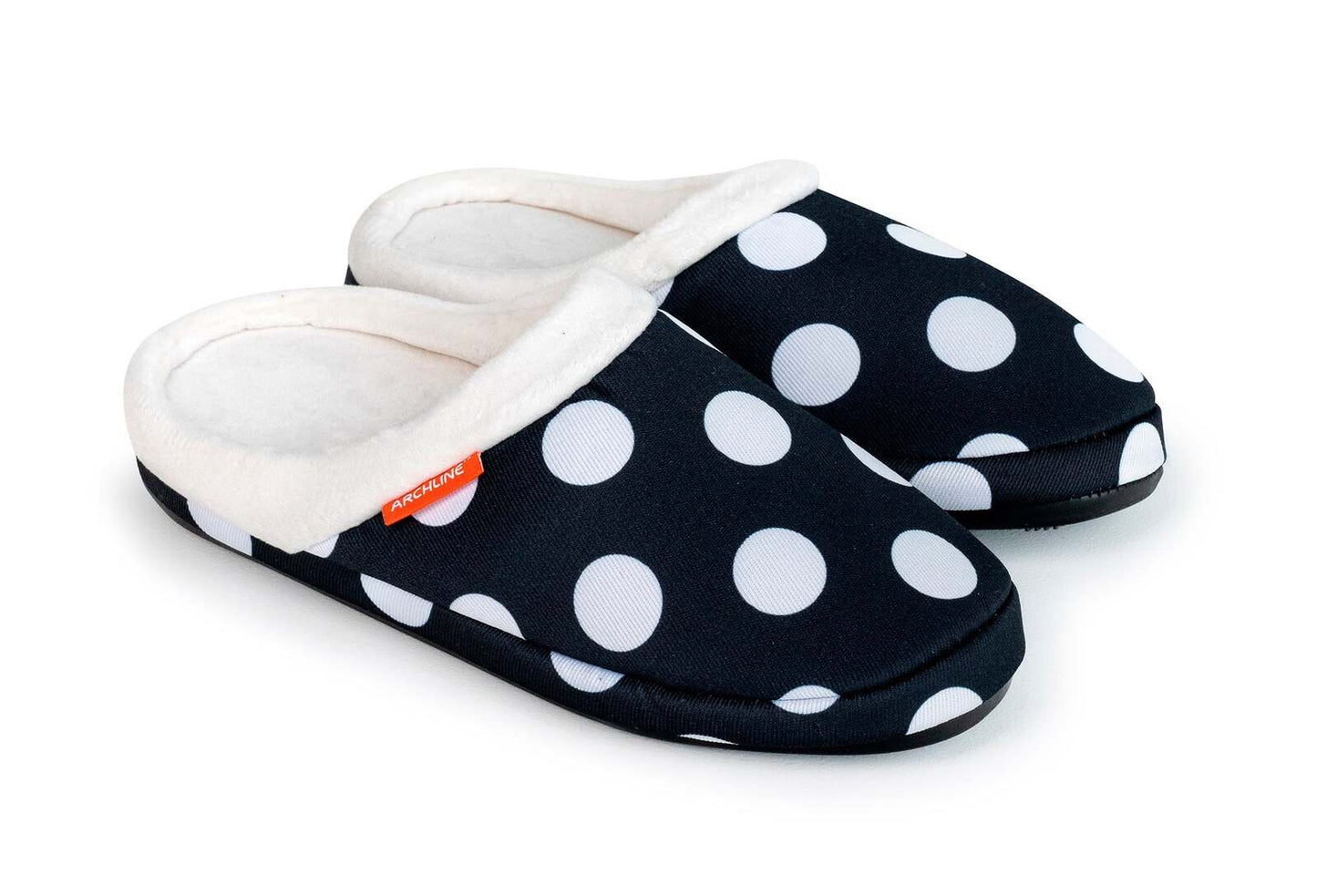 ARCHLINE Orthotic Slippers Slip On Arch Scuffs Pain Relief Moccasins - Polka Dots - EU 38