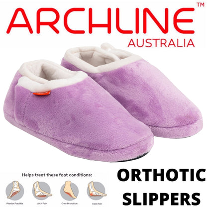 ARCHLINE Orthotic Slippers CLOSED Arch Scuffs Pain Relief Moccasins - Lilac - EU 42