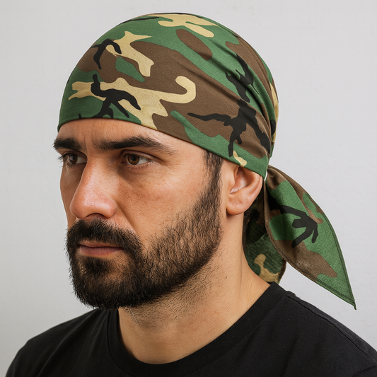 BANDANA 100% COTTON Head Wrap Durag Bandanna Summer Biker Scarf Mask - Army Camouflage