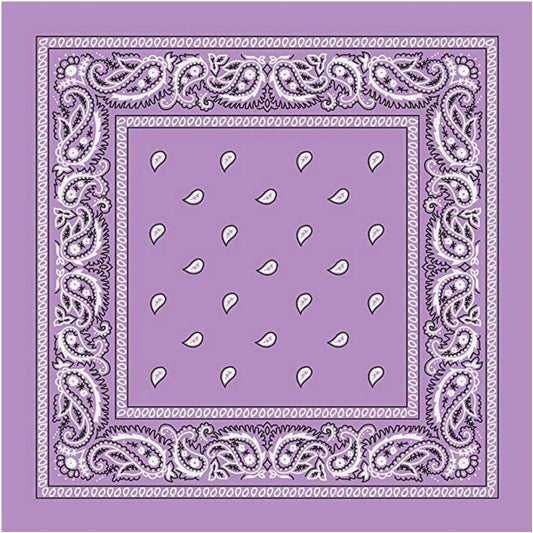 BANDANA Paisley 100% COTTON Head Wrap Durag Bandanna Summer Biker Scarf Mask - Lilac