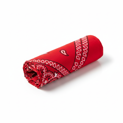 BANDANA Paisley 100% COTTON Head Wrap Durag Bandanna Summer Biker Scarf Mask - Red