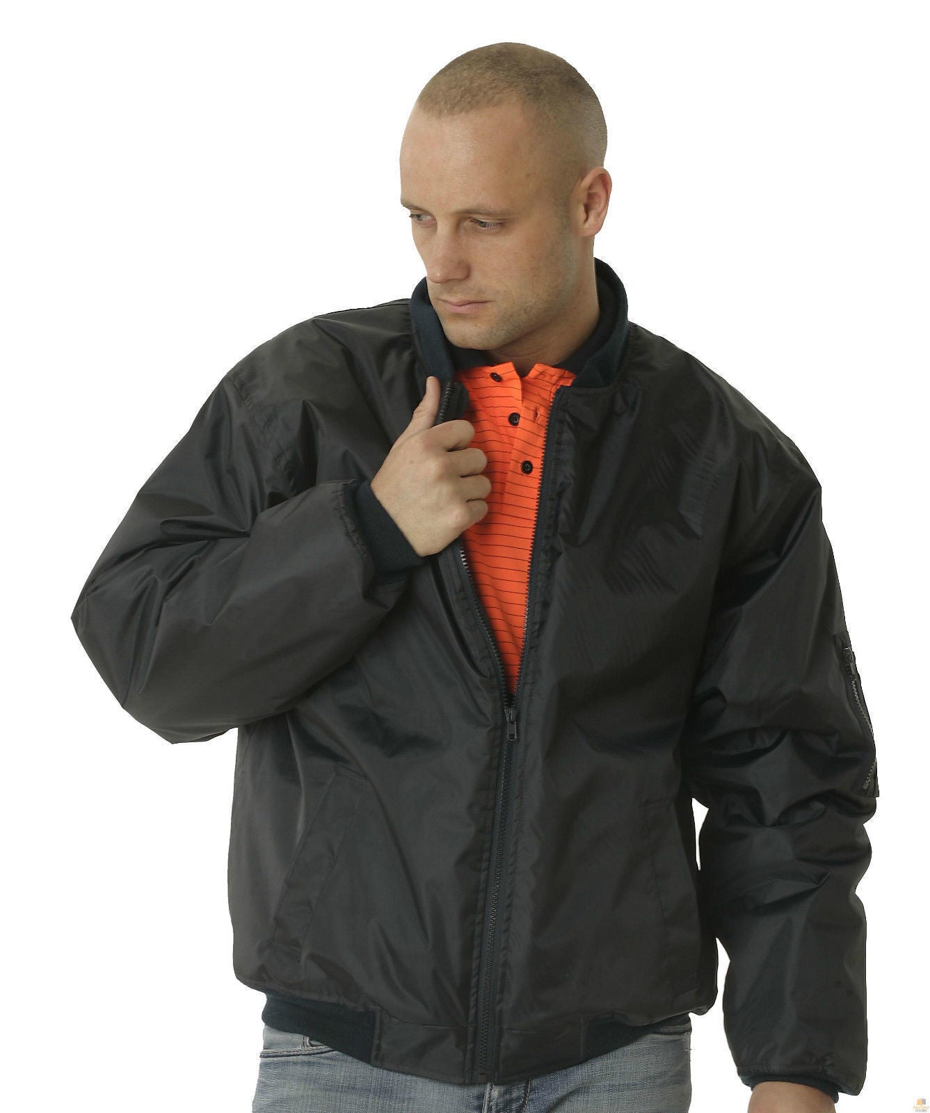 HUSKI Mens Quilted Combat Bomber Waterproof Jacket Windproof Workwear Coat - Navy - X-Small