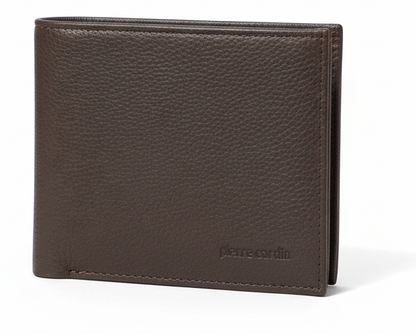 Pierre Cardin Mens Leather Tri Fold Wallet w/ RFID Protection - Brown