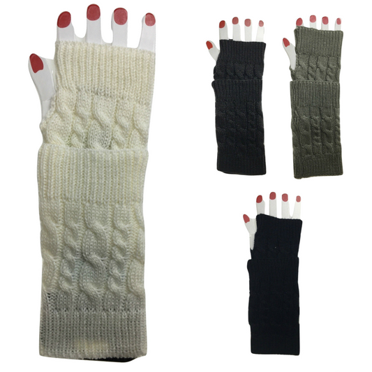 ARM WARMERS Knitted Short Fingerless Gloves Winter Mitten Cover Womens Party - Random Colour (We Pick For You!)