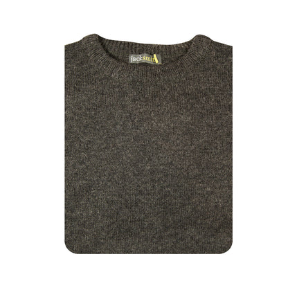 Mens 100% Shetland Ragg Wool Round Neck Knit Jumper Pullover Crew Sweater - Charcoal (29) - S