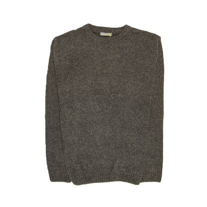 Mens 100% Shetland Ragg Wool Round Neck Knit Jumper Pullover Crew Sweater - Charcoal (29) - XL