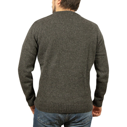 Mens 100% Shetland Ragg Wool Round Neck Knit Jumper Pullover Crew Sweater - Charcoal (29) - XXL