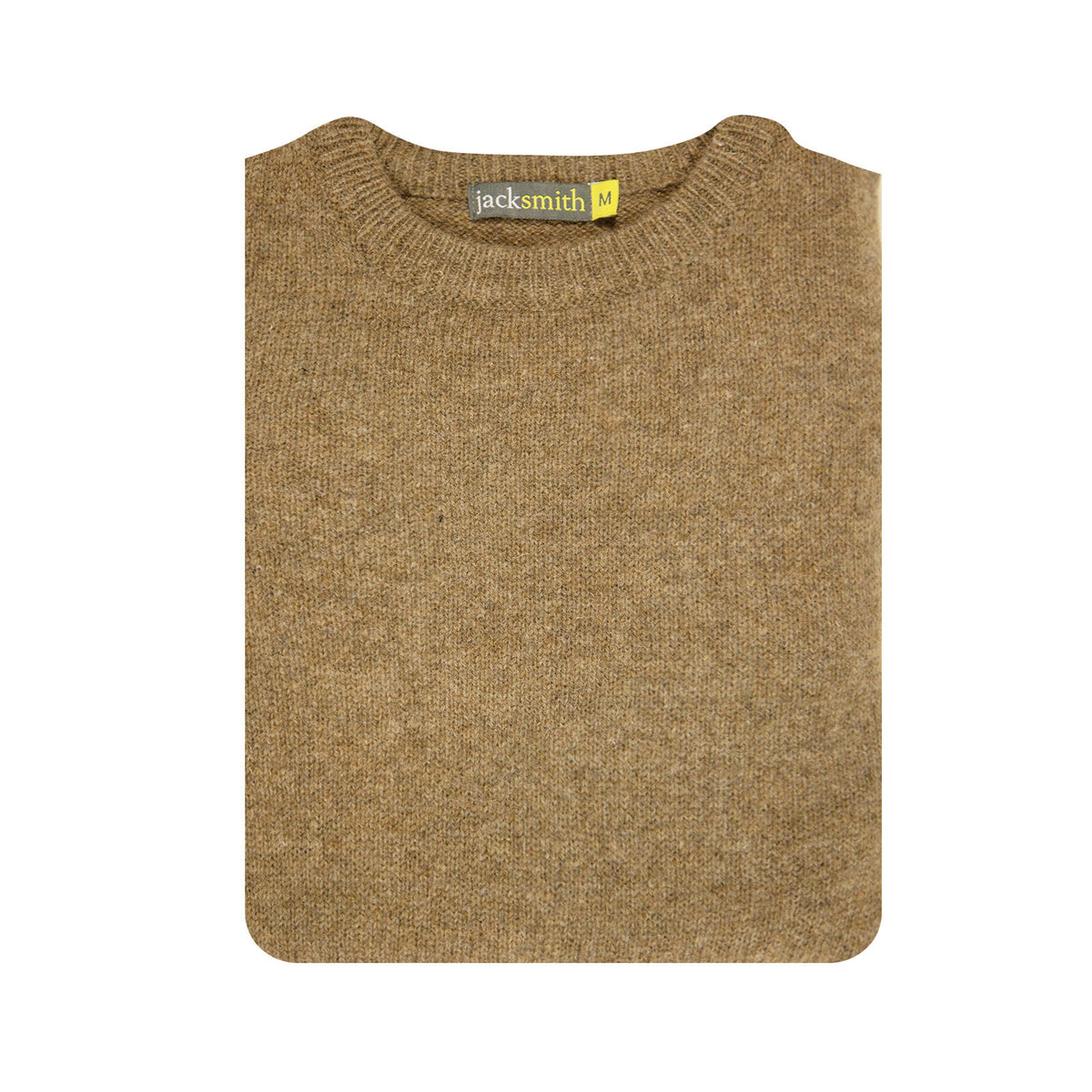 100% SHETLAND RAGG WOOL CREW Round Neck Knit JUMPER Pullover Mens Sweater Knitted - Nutmeg - L