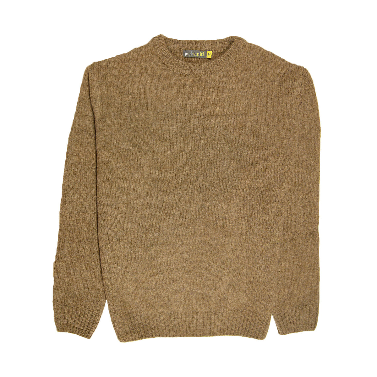 100% SHETLAND RAGG WOOL CREW Round Neck Knit JUMPER Pullover Mens Sweater Knitted - Nutmeg - L
