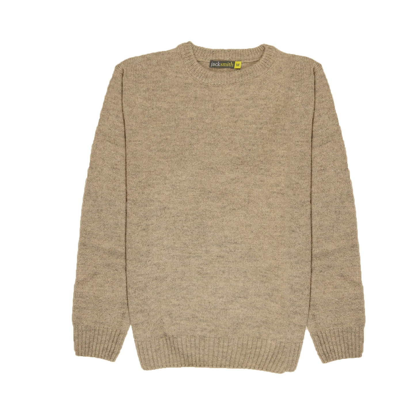 100% SHETLAND RAGG WOOL CREW Round Neck Knit JUMPER Pullover Mens Sweater Knitted - Beige - 4XL