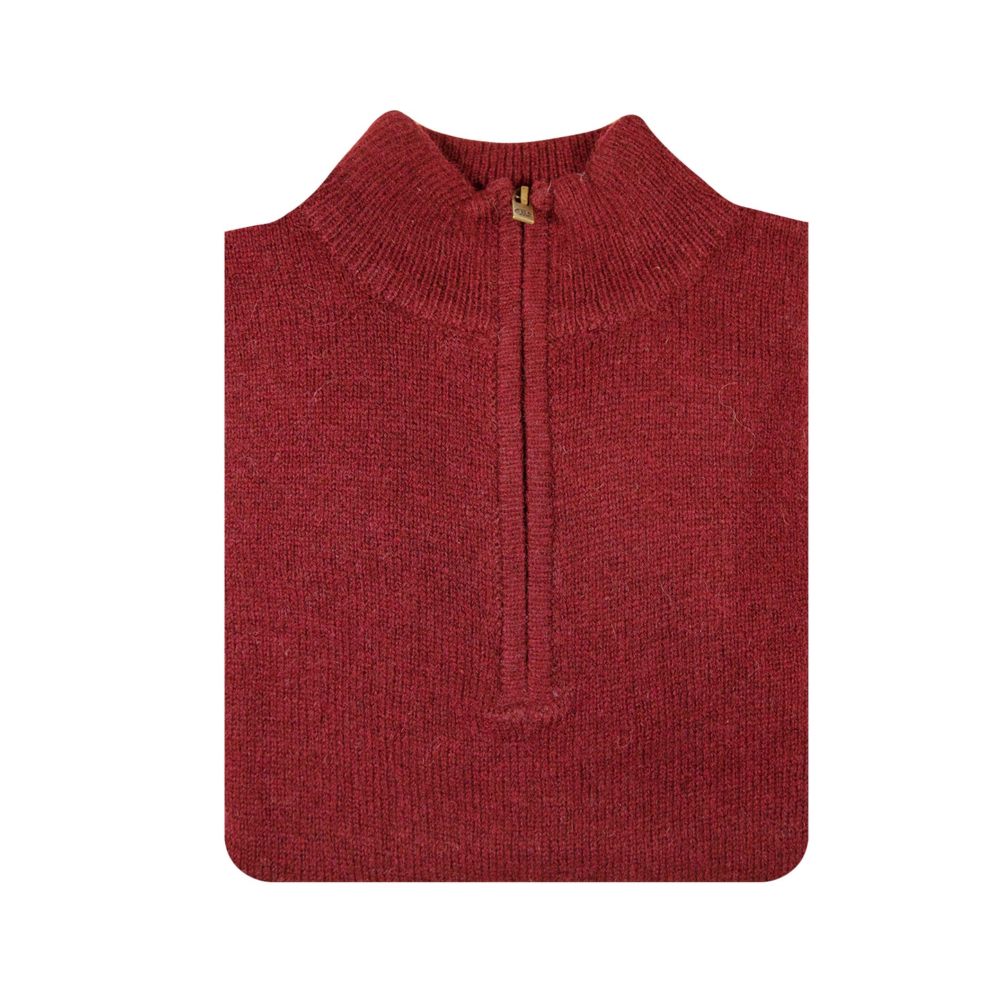 100% SHETLAND RAGG WOOL Half Zip Up Knit JUMPER Pullover Mens Sweater Knitted - Burgundy - XXL