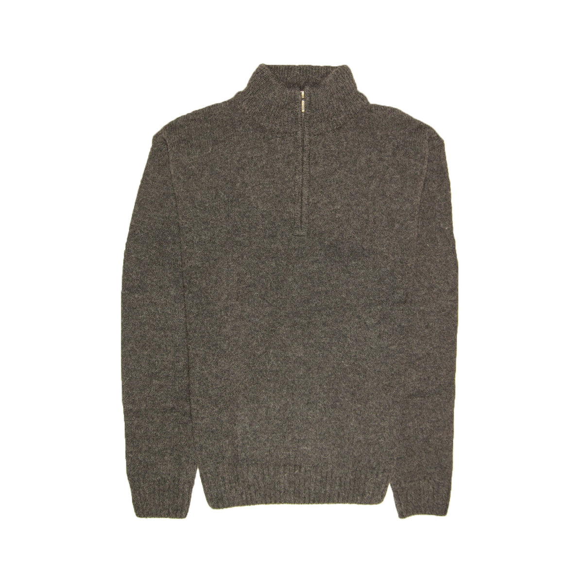 100% SHETLAND RAGG WOOL Half Zip Up Knit JUMPER Pullover Mens Sweater Knitted - Charcoal - 5XL