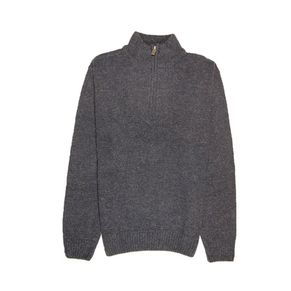 100% SHETLAND RAGG WOOL Half Zip Up Knit JUMPER Pullover Mens Sweater Knitted - Denim Blue (45) - 3XL - 3XL