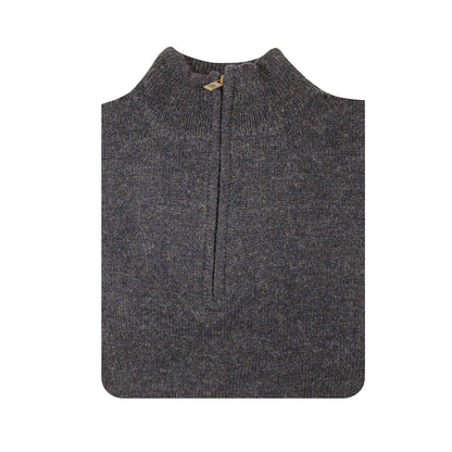 100% SHETLAND RAGG WOOL Half Zip Up Knit JUMPER Pullover Mens Sweater Knitted - Denim Blue (45) - 3XL - S