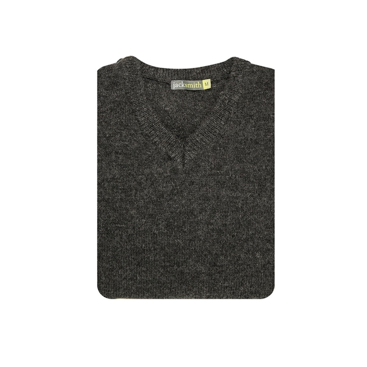 100% Shetland Ragg Wool V Neck Knit Jumper Pullover Mens Sweater Knitted - Charcoal - S